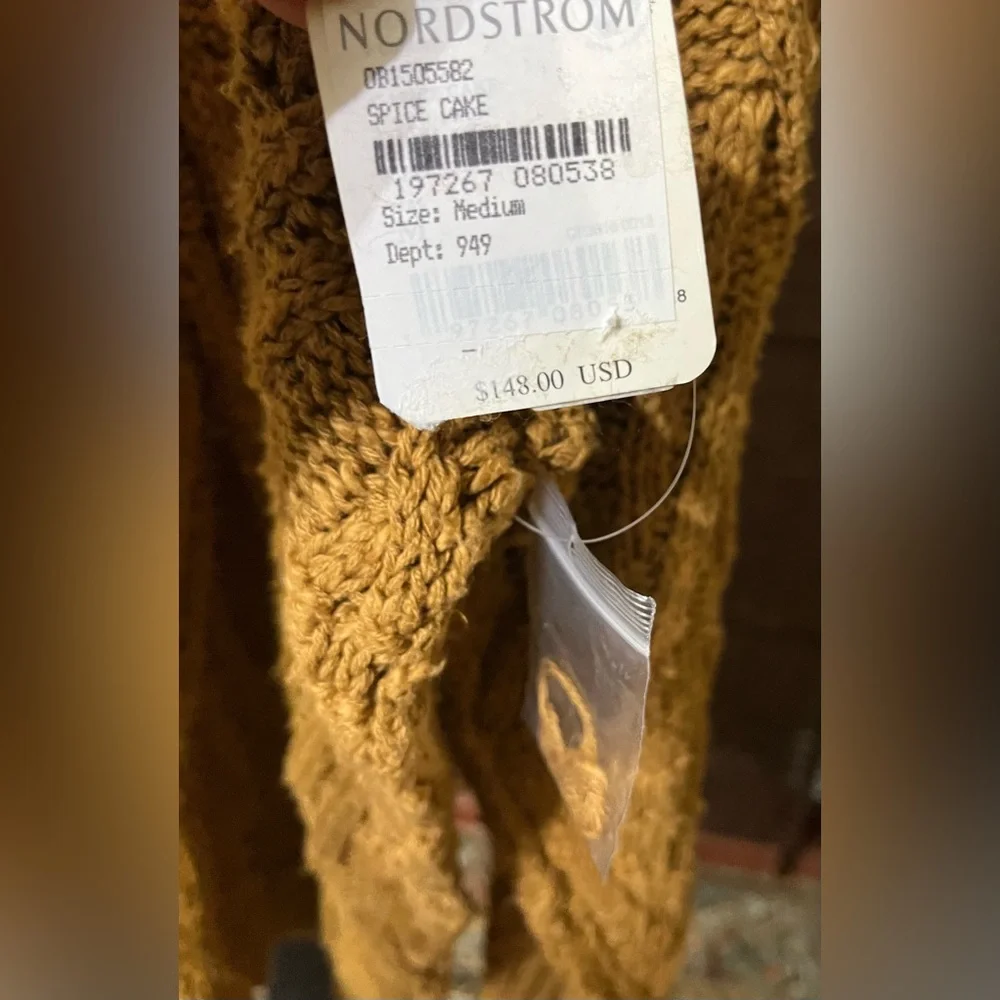 NEW Free People Isla Cable Stitch Tunic Sweater – Spice Cake - Size Medium